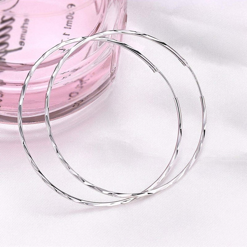 POPLYKE 925 Sterling Silver Circle Endless Hoop Earrings for Women (60MM Hoop Earrings) - Image 4